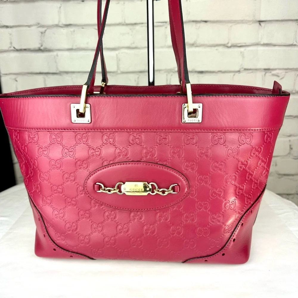 GUCCI pink magenta guccissima leather shoulder bag - Picture 3 of 16